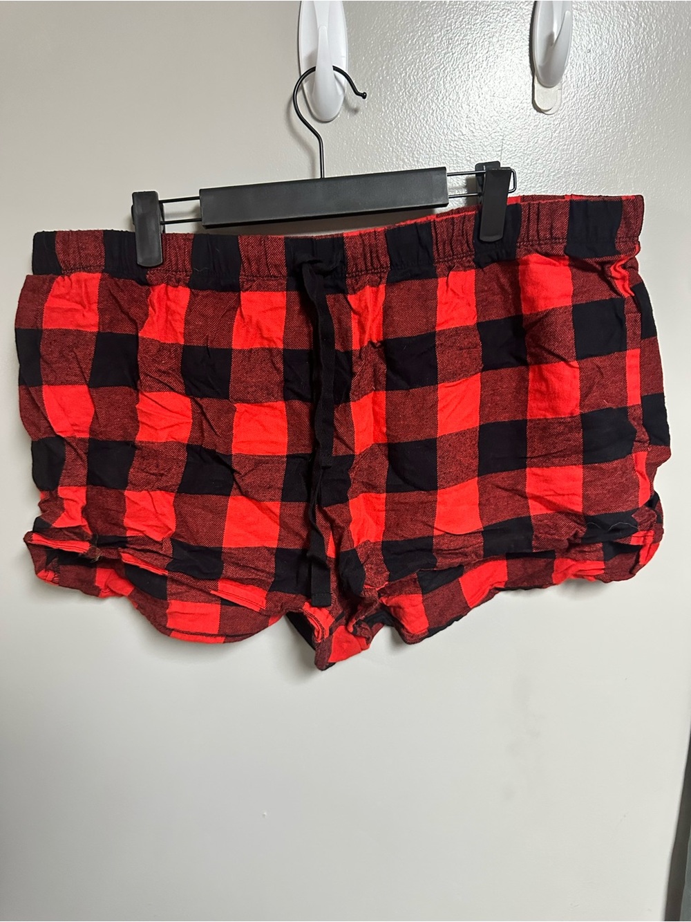 Plaid Cotton Lounge Shorts - Red & Black
